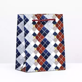 Пакет подарочный "Ромб", 11,5 х 14,5 х 6,5 см