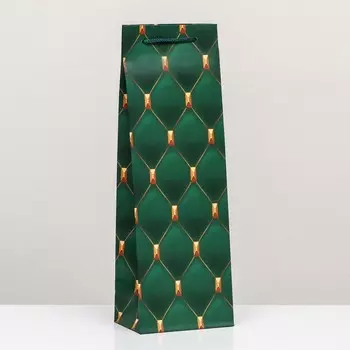 Пакет подарочный "Ромбы на зеленом" 12 х 36 х 8,5 см