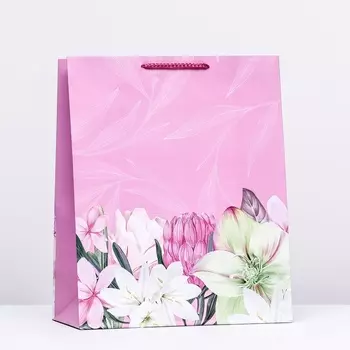 Пакет подарочный "Розовый луг", 26 х 32 х 12 см