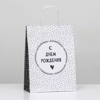 Пакет подарочный «С Днём Рождения!», 24 х 10,5 х 32 см, 1 шт