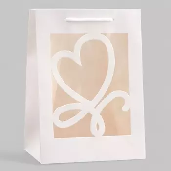 Пакет подарочный с фигурным окном 181325 см, белый