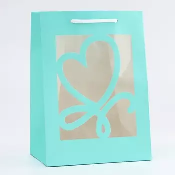 Пакет подарочный с фигурным окном, 181325 см, голубой