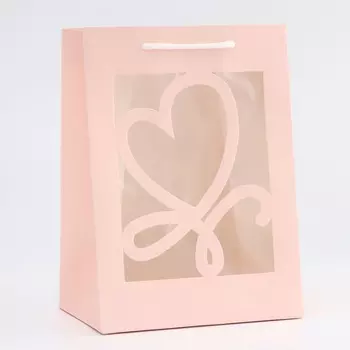 Пакет подарочный с фигурным окном, 181325 см, розовый