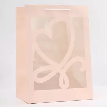 Пакет подарочный с фигурным окном, 251835 см, розовый