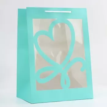 Пакет подарочный с фигурным окном, 251835 см, голубой