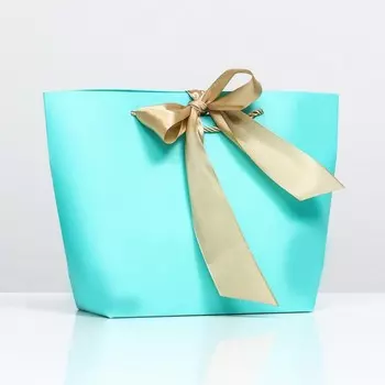 Пакет подарочный с лентой 19209 см «Бирюзовый»