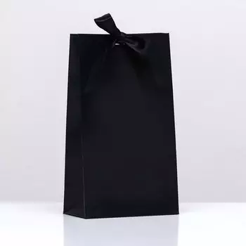 Пакет подарочный с лентой «Чёрный», 13 23 7 см