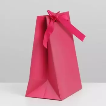 Пакет подарочный с лентой «Фуксия», 13 × 19 × 9 см