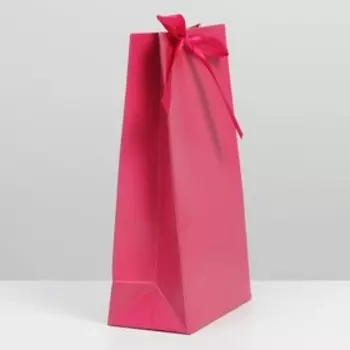 Пакет подарочный с лентой «Фуксия», 13 × 23 × 7 см