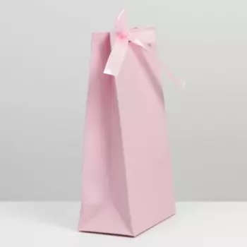 Пакет подарочный с лентой «Розовый», 13 × 23 × 7 см