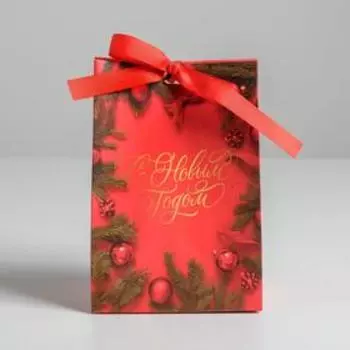 Пакет подарочный с лентой «С Новым годом», 13 19 9 см