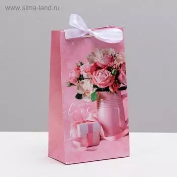 Пакет подарочный с лентой «With big love», 13 23 7 см