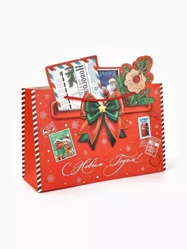 Пакет подарочный «С Новым годом!», 30 х 26 х 10 см