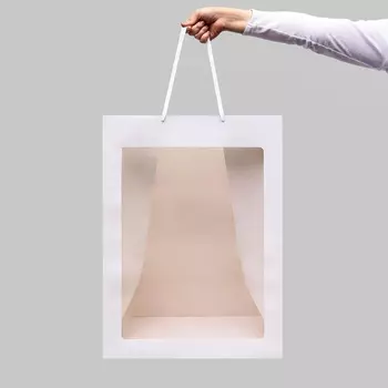 Пакет подарочный с окном, белый, 604535 см