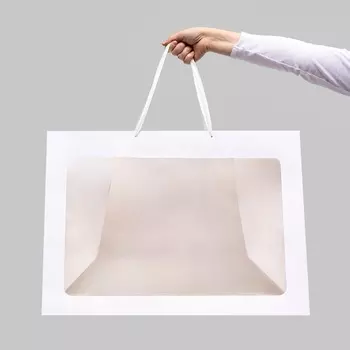 Пакет подарочный с окном, белый, 604535 см