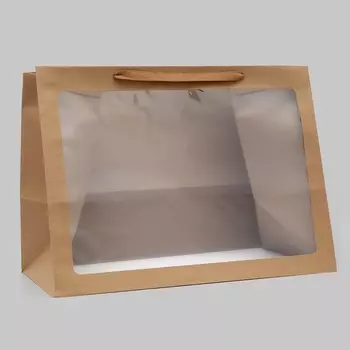 Пакет подарочный с окном, крафт, 604535 см