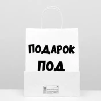 Пакет подарочный с приколами, крафт «Подарок под ёлку», белый, 24 х 10,5 х 32 см