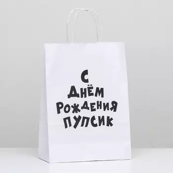 Пакет подарочный с приколами, крафт «Пупсик», белый, 241428 см, 1 шт.