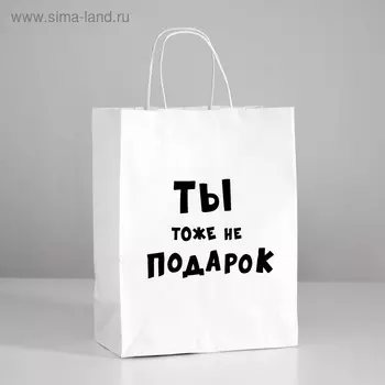 Пакет подарочный с приколами «Ты тоже не подарок », 24 х 10,5 х 32 см