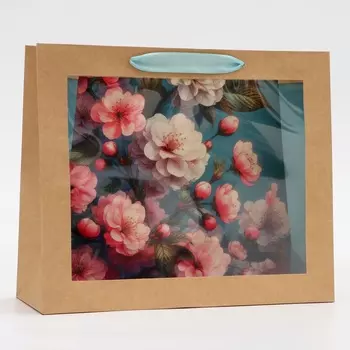 Пакет подарочный с PVC окном, «Цветы», 311126 см