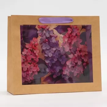 Пакет подарочный с PVC окном, «Сирень», 311126 см