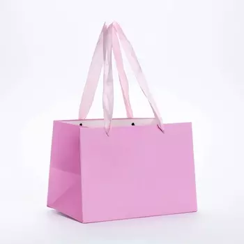Пакет подарочный с широким дном 201413.2 см, розовый