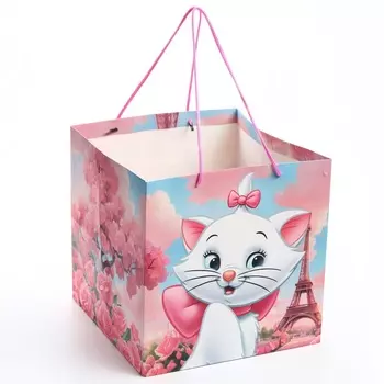 Пакет подарочный с широким дном, 30х30х30 см, Коты аристократы