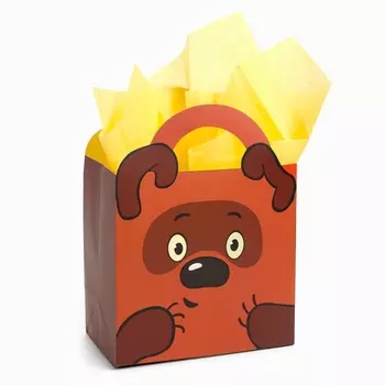 Пакет подарочный с упаковочной бумагой тишью, 222212 см, Винни-Пух