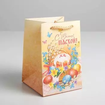 Пакет подарочный, упаковка, «С Великой Пасхой!», 12 х 18 х 12 см