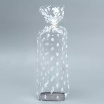 Пакет подарочный с жёстким дном «Ёлочки», 6 х 8 х 30 см