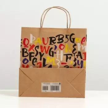 Пакет подарочный "Шифр", крафт, 24 x 23 x 10 см