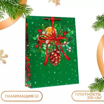 Пакет подарочный новогодний ламинированный «Шишка», 3342.510 см