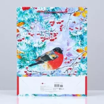 Пакет подарочный "Снегирь в рябине", 33 х 42,5 х 10 см