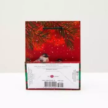 Пакет подарочный "Снегири", 11,5 х 14,5 х 6,5 см