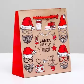 Пакет подарочный "Стильный новоый год", 16 х 18 х 6,5 см