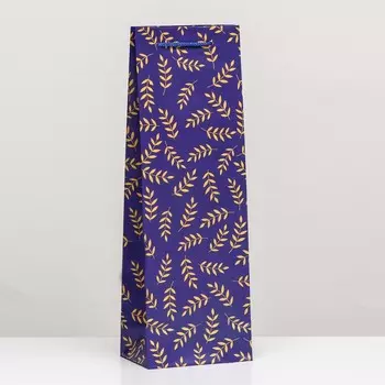 Пакет подарочный "Узор золотые ветви" 12 х 36 х 8,5 см