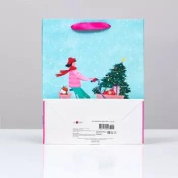 Пакет подарочный новогодний ламинированный "Вело-прогулка", 263212 см