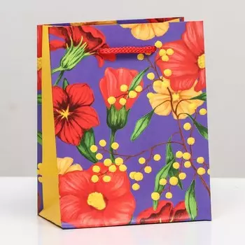 Пакет подарочный "Весенняя композиция" 11,5 х 14,5 х 6,5 см