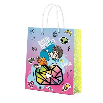 Пакет подарочный «Влад А4», большой, 250 350 100 мм, голубой с розовым