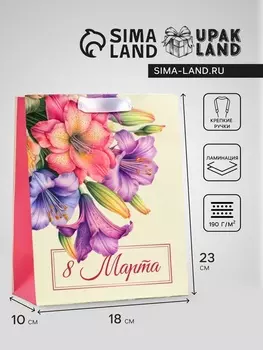 Пакет подарочный вертикальный «Акварельный букет», MS 182310 см