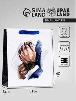 Пакет подарочный вертикальный «Бизнес мен», L 314012 см