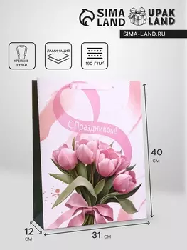 Пакет подарочный вертикальный «С праздником», L 314012 см