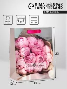 Пакет подарочный вертикальный «Самой прекрасной», MS 182310 см