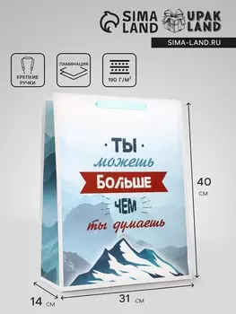 Пакет подарочный вертикальный «Ты можешь больше чем ты думаешь», 314014 см