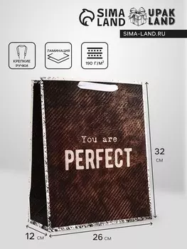 Пакет подарочный вертикальный YOU are PERFECT, 263212 см