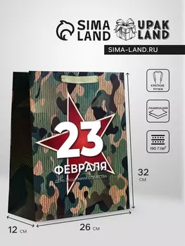 Пакет подарочный вертикальный «Защита», M 263212 см