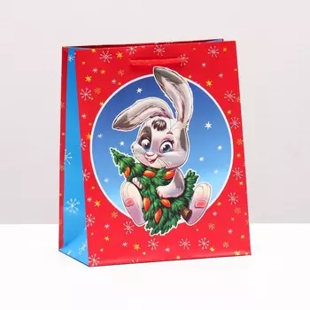 Пакет подарочный «Зайчик с ёлкой» , 1822.310 см, 1 шт.