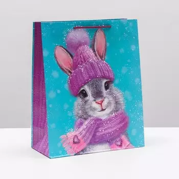 Пакет подарочный новогодний ламинированный «Зайчишка» , 263212 см