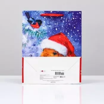 Пакет подарочный новогодний ламинированный «Зайка в шапке» , 263212 см