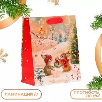 Пакет подарочный новогодний «Зайки», 1822.310 см